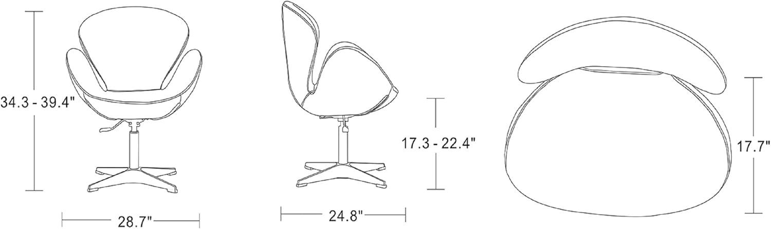 Set of 2 Raspberry Faux Leather Adjustable Swivel Chairs White - Manhattan Comfort