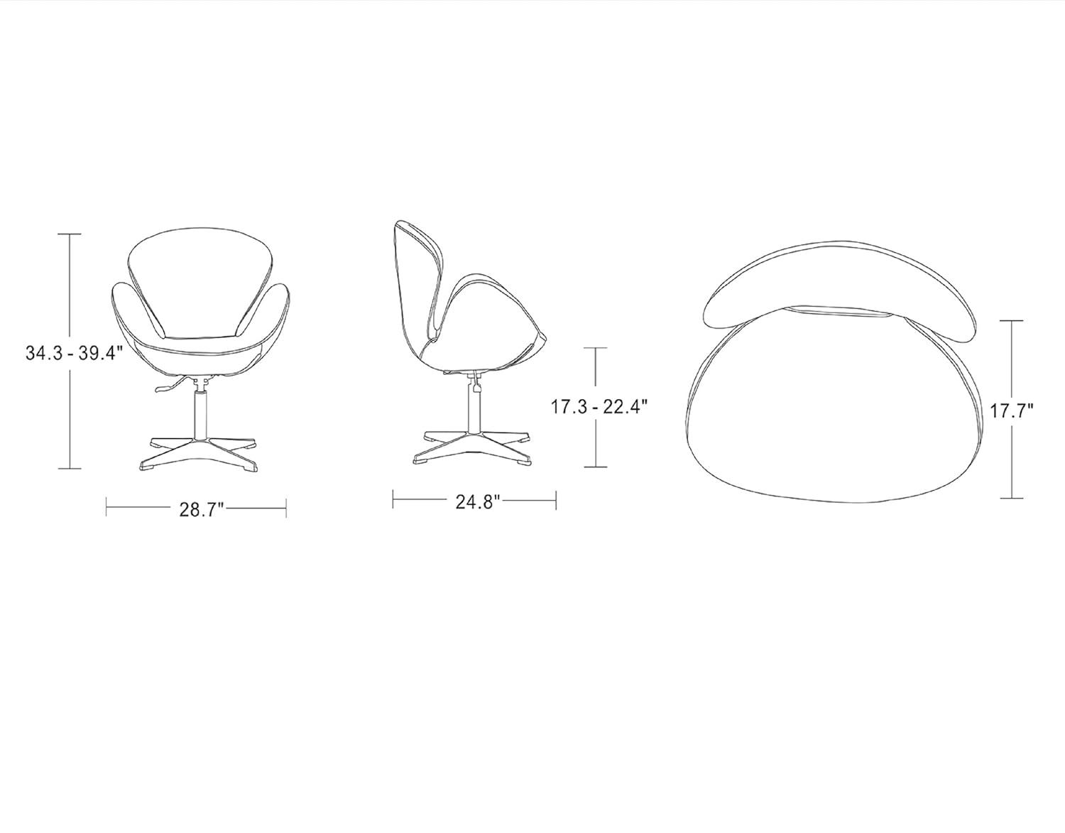 Set of 2 Raspberry Faux Leather Adjustable Swivel Chairs White - Manhattan Comfort