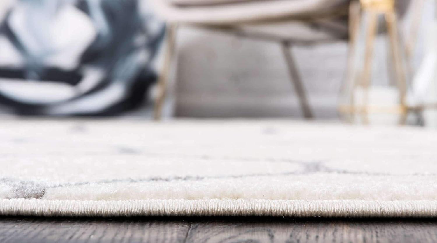 Unique Loom 9' 0 x 12' 0 Trellis Frieze Rounded Ivory Area Rug