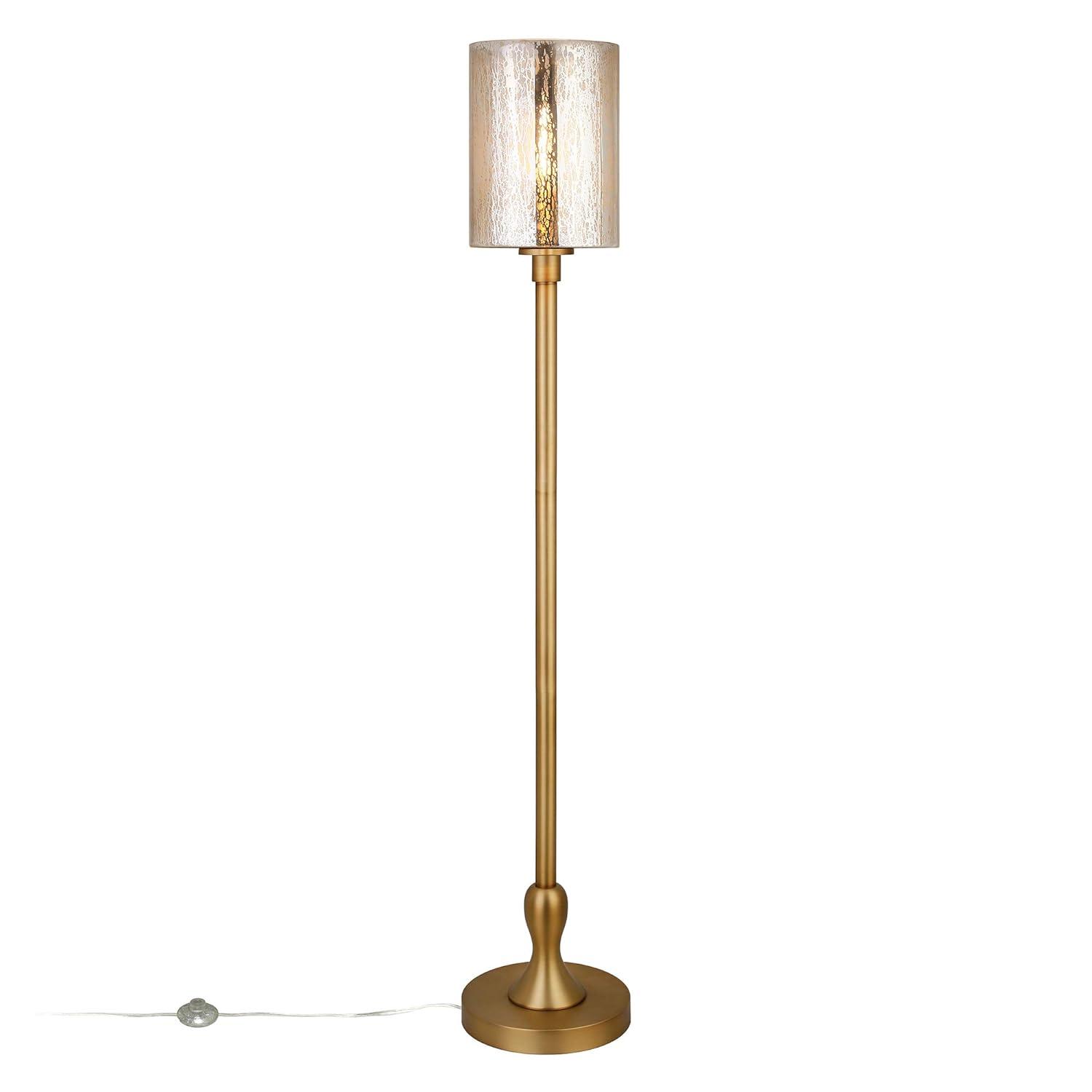 Numit 68.75" Tall Floor Lamp with Glass Shade in Brass/Mercury Glass