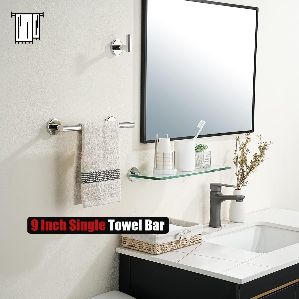 Chrome Stainless Steel Wall Mounted Towel Bar, 12 Inch