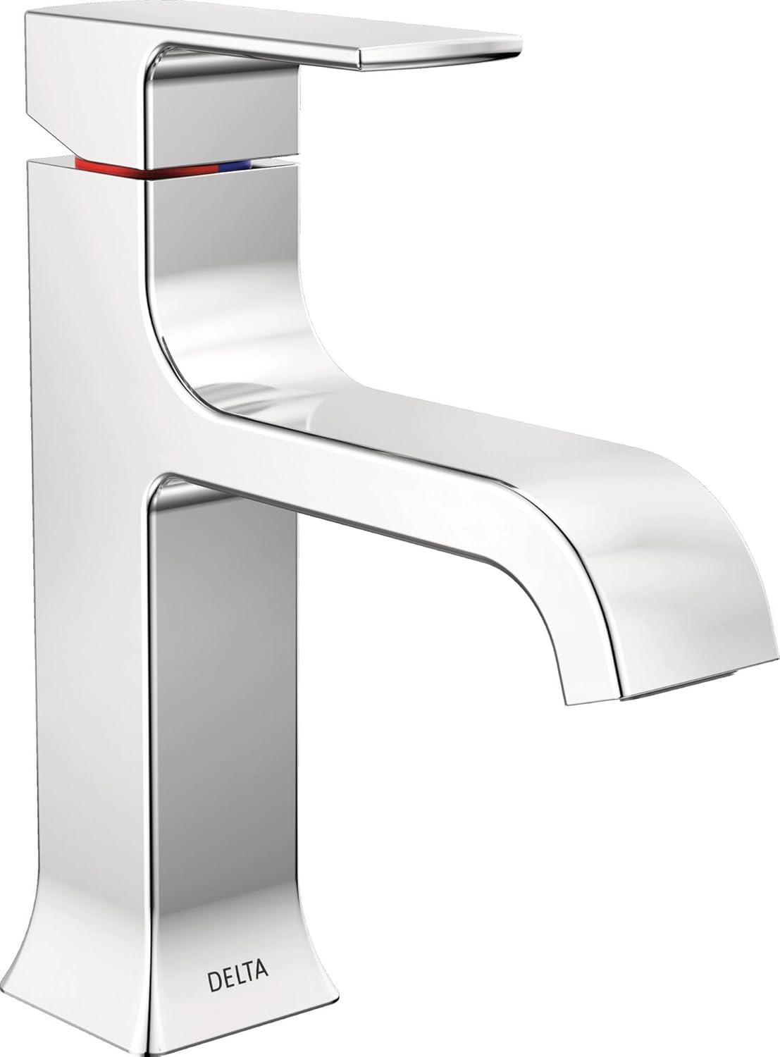Velum Single Hole Curved Bathroom Faucet with Drain Assembly, Single Handle Bathroom Sink Faucet