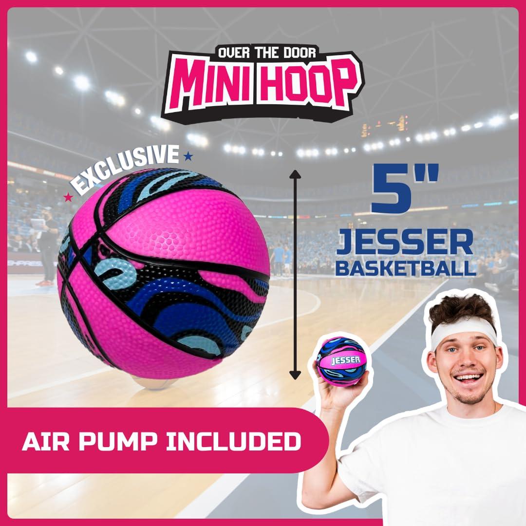 BucketSquad Jesser Hoop, Electronic over the Door Mini Digital Basketball Hoop Set with LED Lights
