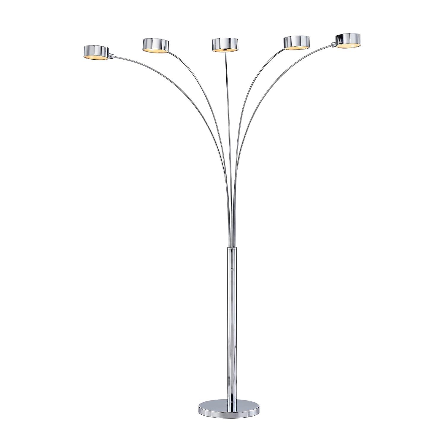 Artiva USA 88" Micah Arched Floor Lamp with Dimmer, Chrome