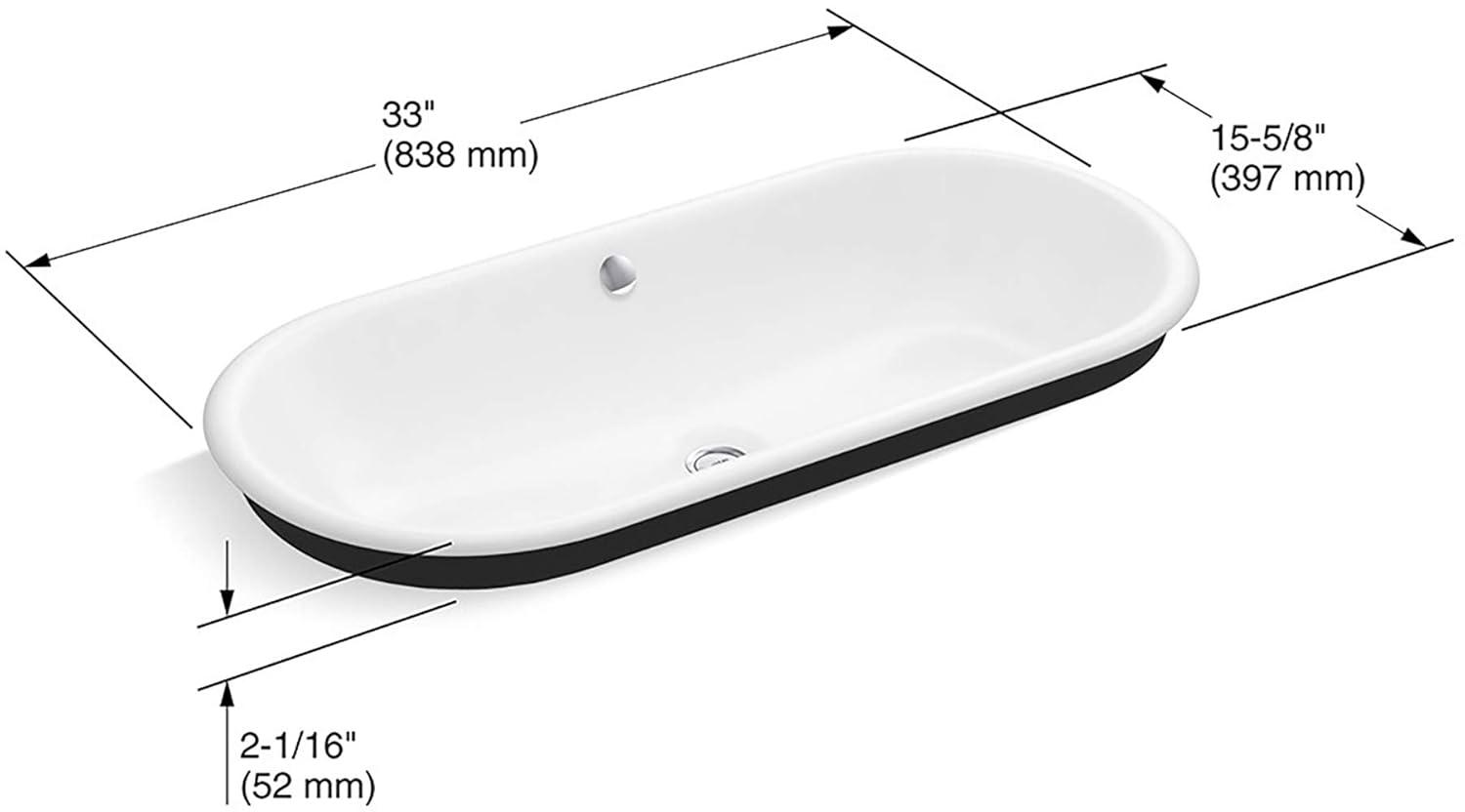 Iron Plains Capsule Vessel/Drop-In/Under-Mount Bathroom Sink with Iron Gate Painted Underside