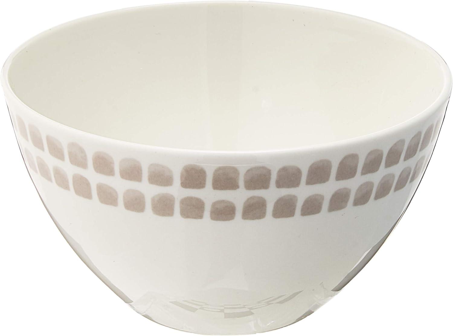 Gray Geometric Ceramic Round Soup and Cereal Bowl