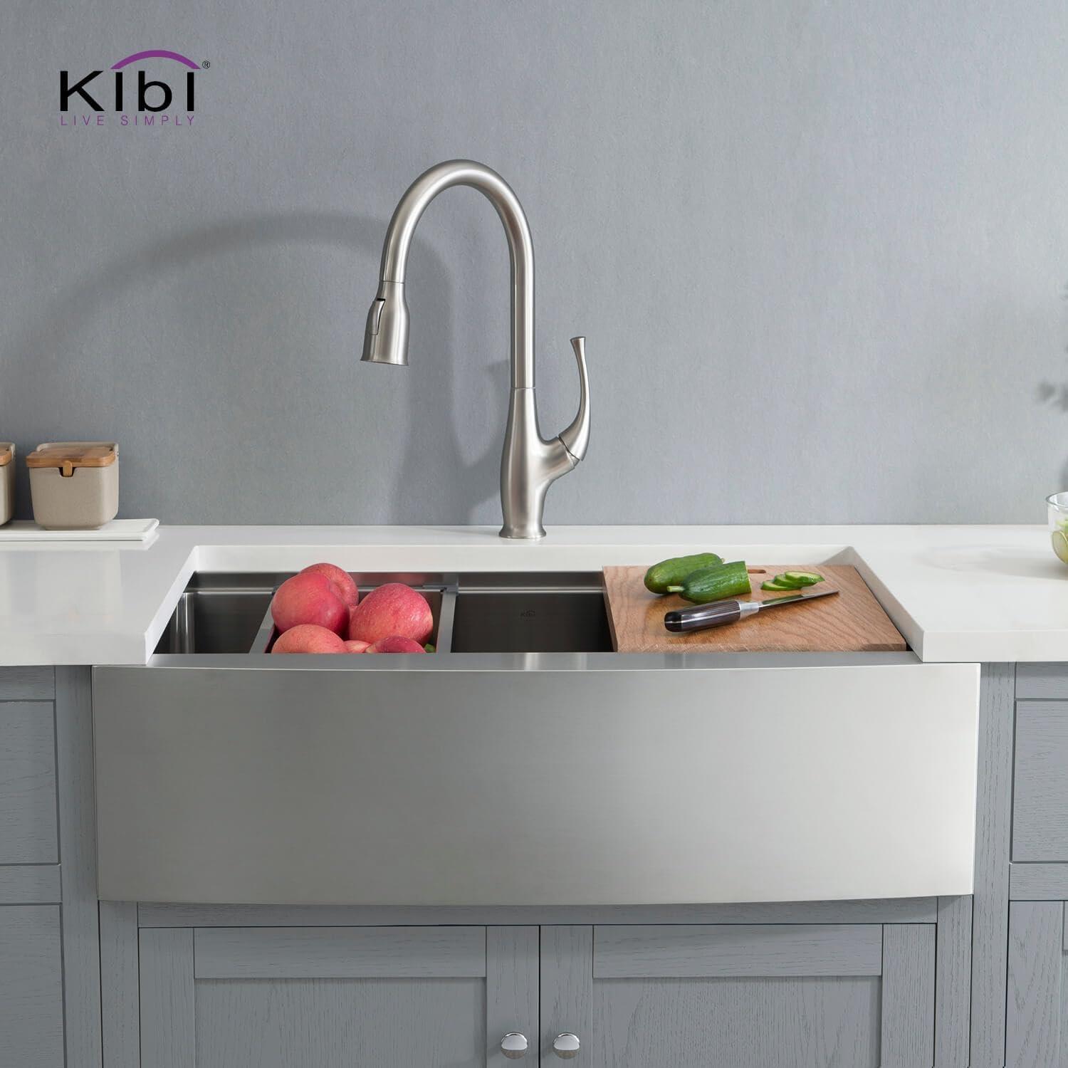 KIBI 33'' L Farmhouse / Apron Single Bowl Stainless Steel Kitchen Sink K1-SF33T