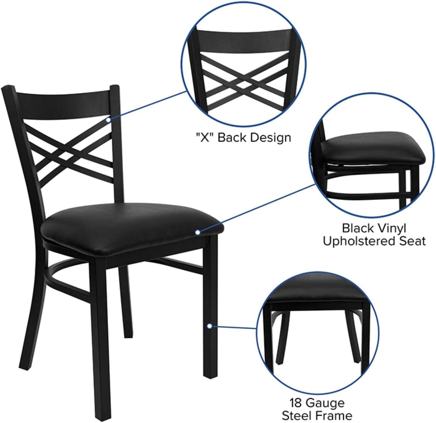 Flash Furniture Black ''X'' Back Metal Restaurant Chair