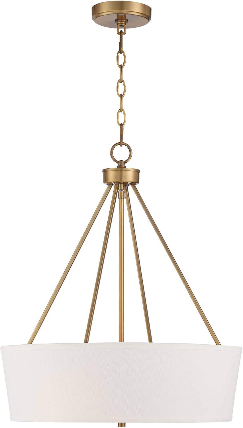 Possini Euro Design Saffira Warm Gold Pendant Chandelier 20" Wide Modern Off White Linen Drum Shade 4-Light Fixture for Dining Room Foyer Kitchen Home