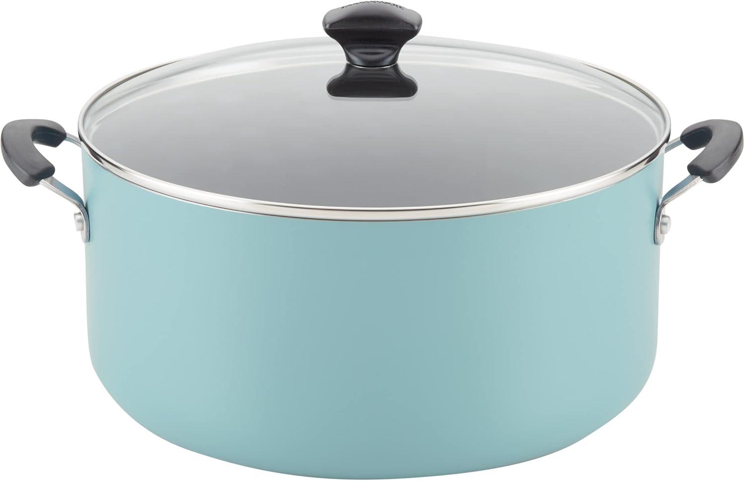 Farberware 10.5qt Aluminum Nonstick Covered Stockpot Aqua: Dishwasher-Safe Cookware, Gas & Electric Compatible