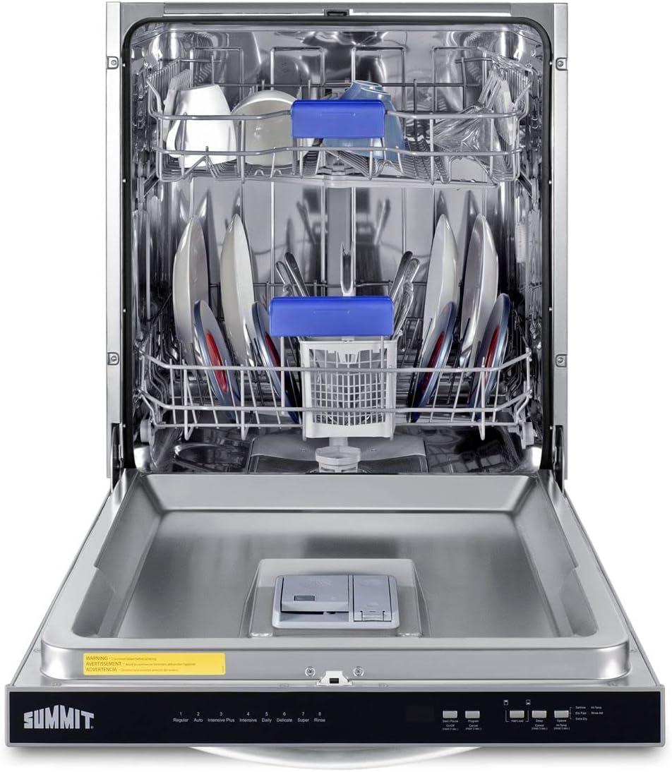 Summit Appliance 24" 47 Decibel ENERGY STAR Certified Built-In Dishwasher with Adjustable Rack Stainless Steel