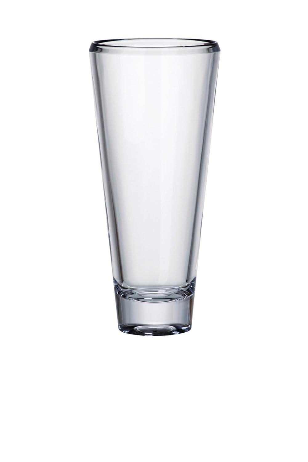 Clear European Glass Crystalline Round Vase, 12" Height