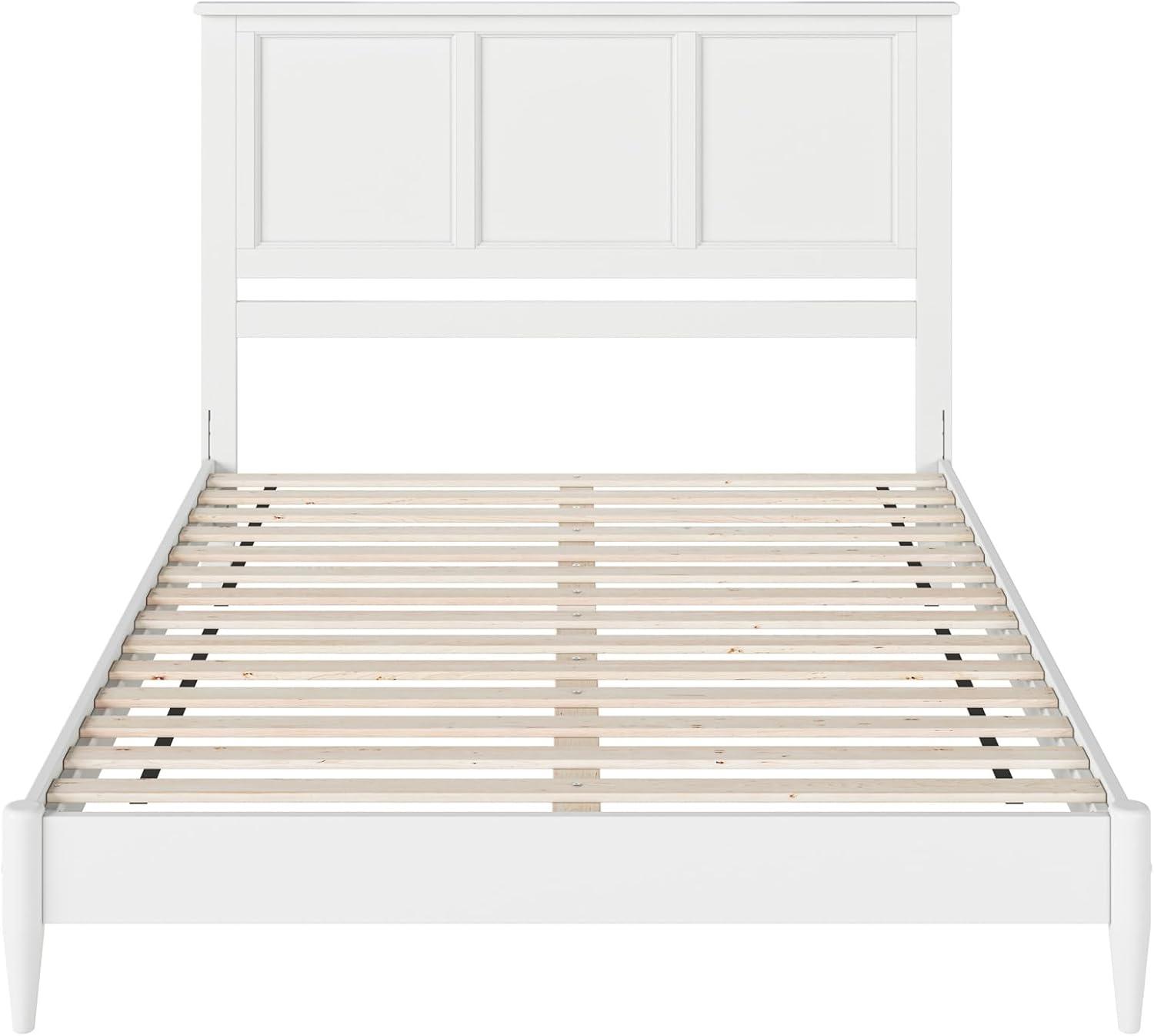 AFI Charlotte Queen Solid Wood Low Profile Platform Bed, White