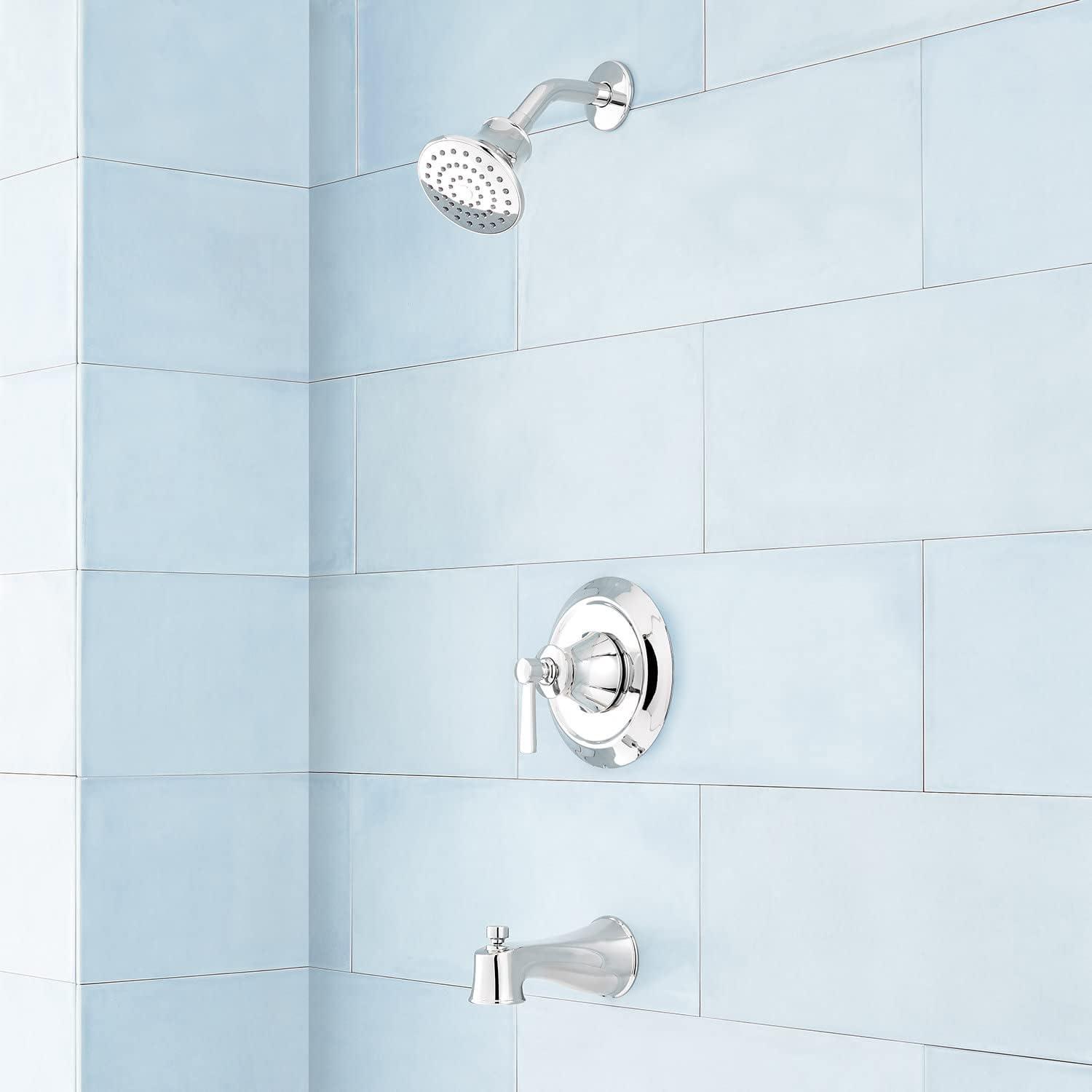 Chrome Pressure Balance Tub and Shower Set with Adjustable Head