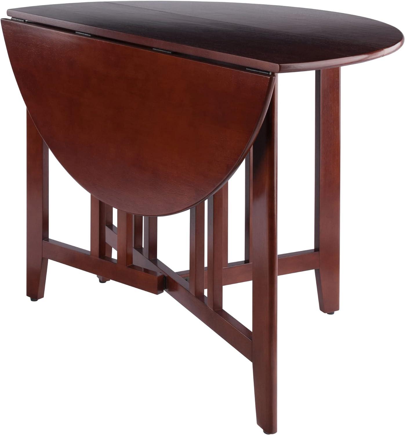 42" Alamo Round Double Drop Leaf Dining Table Wood/Walnut - Winsome: Hardwood Frame, Seats 4, Criss Cross Base