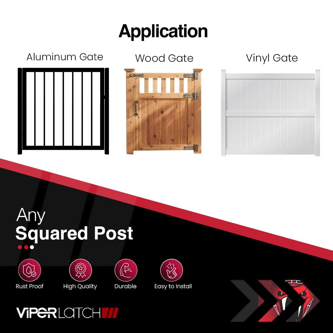 Safetech Hardware ViperX2 Gravity Gate Latch | Two-Side Entry Keyed | 2 Independent Latching Hooks Key Lockable Both Sides | Privacy Gate Gravity Latch | Vinyl, Wood, & Aluminum Gates - Black