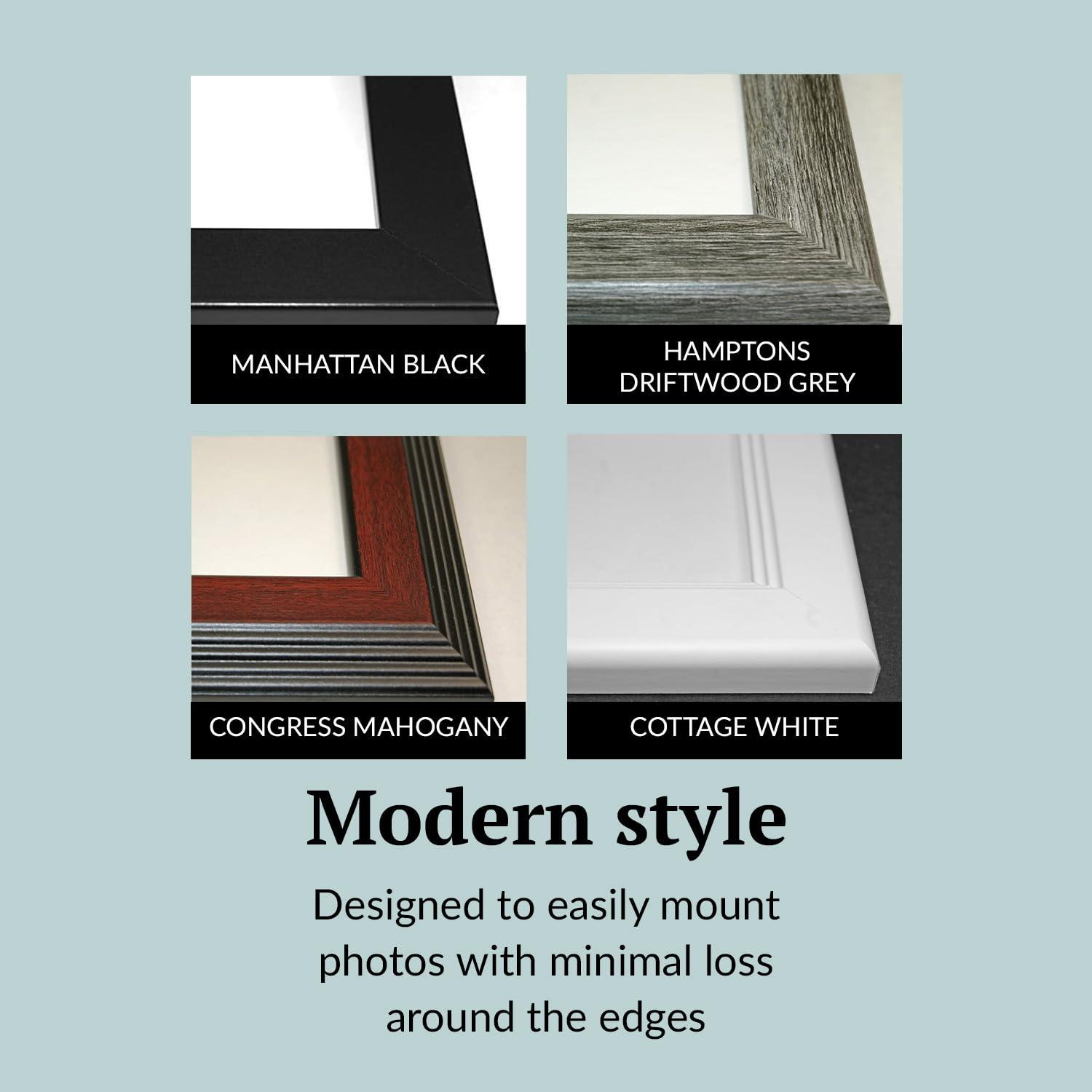 Creative Letter Art - 4 Opening 5x7 Black Picture Frame with 10x24-inch Black Mat Collage including Full Strength Glass, Alphabet Photography