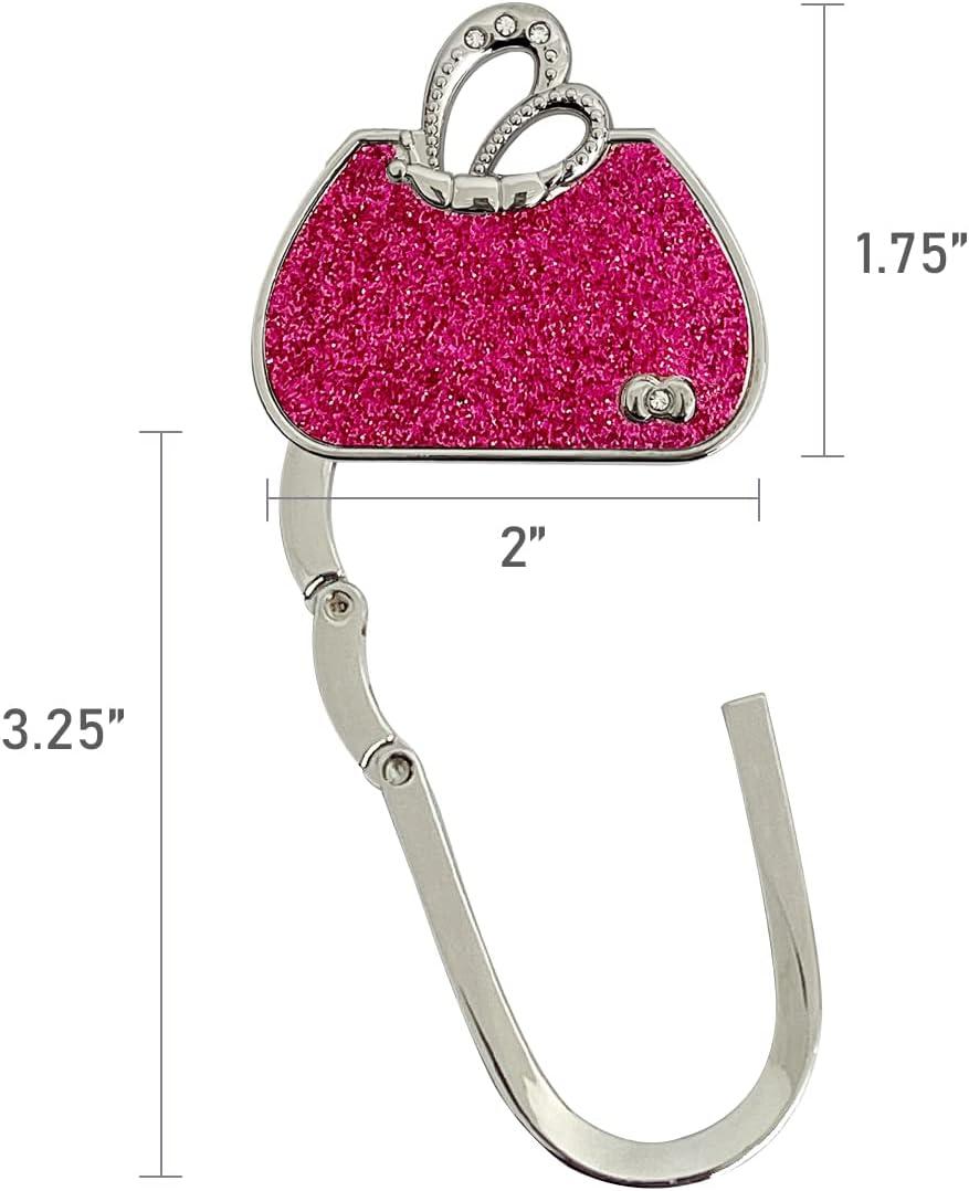 Pink Glittery Metal Purse Hook with Rhinestones