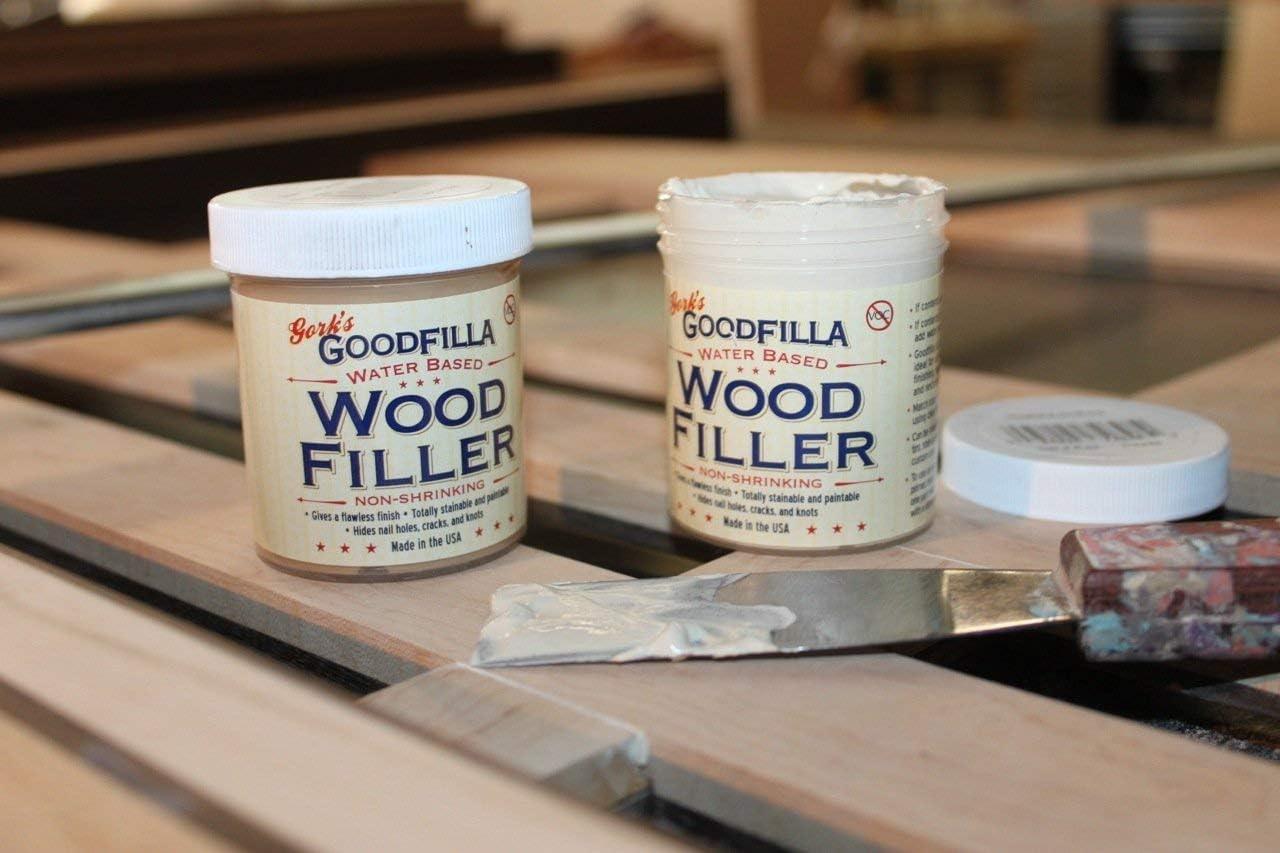 GoodFilla Water-Based Wood & Grain Filler for Wood Finishes, Non-Shrinking, White, 8 oz