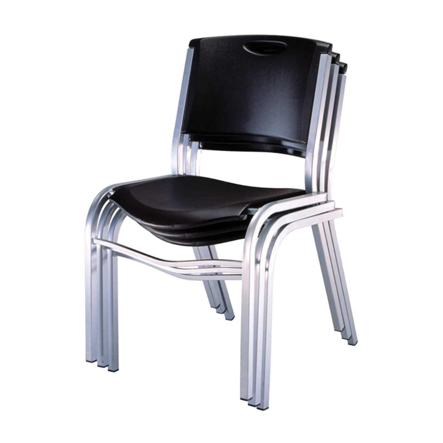 Contempo Black HDPE and Steel Stackable Chair - 14 Pack