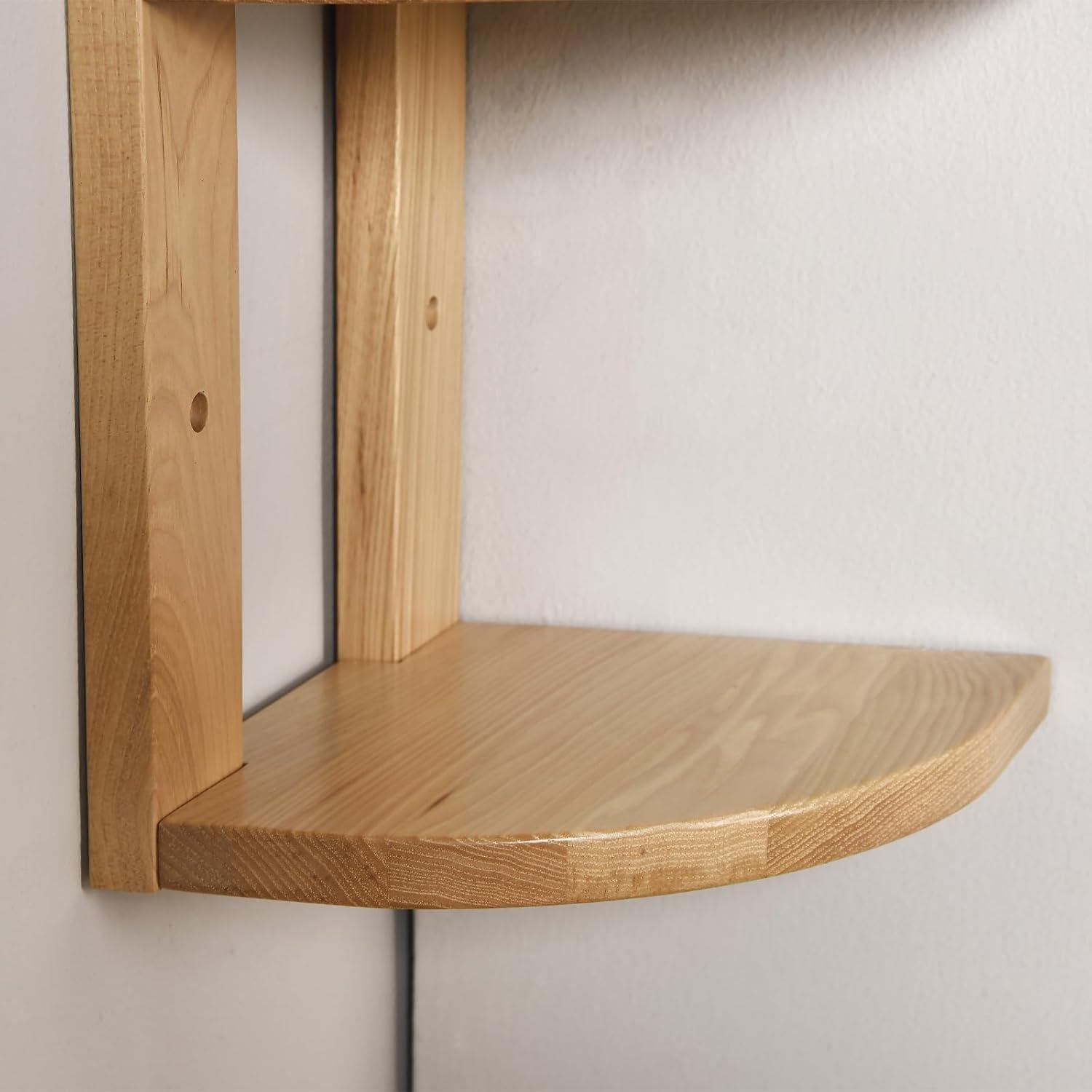 CONSDAN Corner Shelf, 4 Pieces, USA-Grown Solid Hickory Hardwood