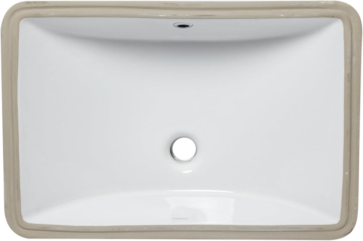 EAGO 15'' White Ceramic Rectangular Bathroom Sink with Overflow