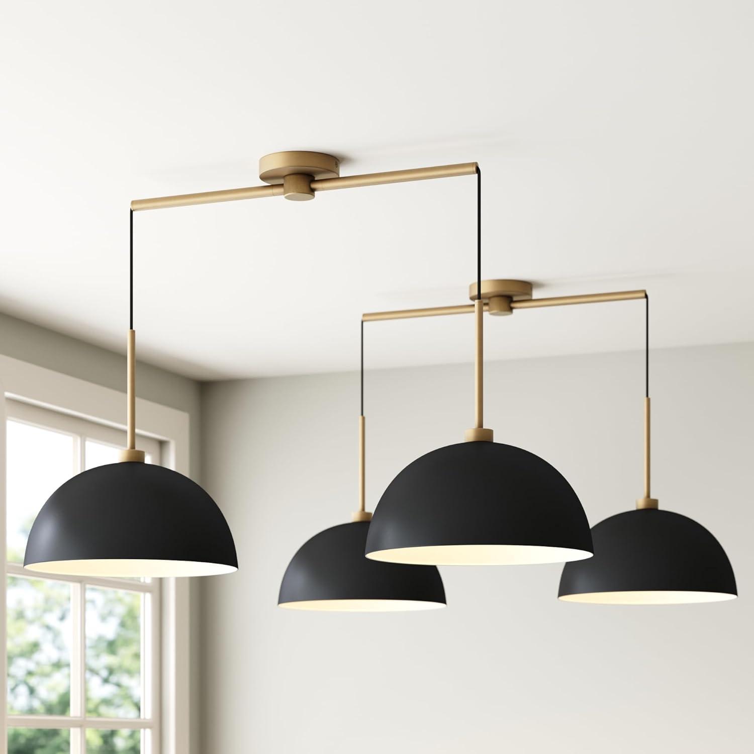 Nathan James 2-Light Percy Modern Island Pendant Ceiling Fixture Light Black/Gold