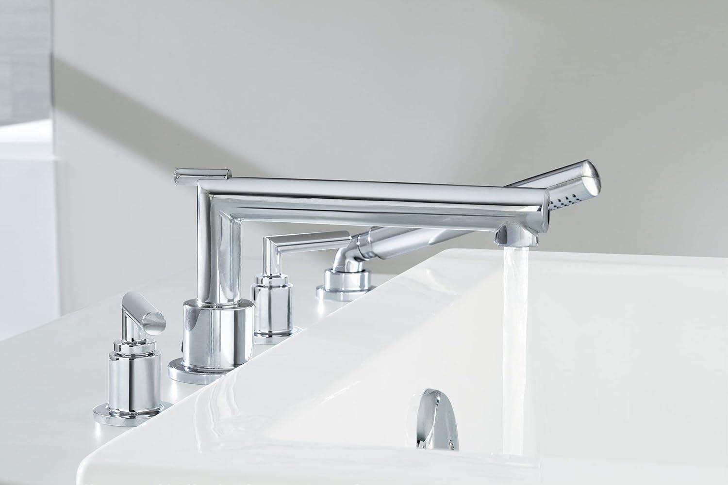 Arris Double Handle Deck Mounted Roman Tub Faucet with Optional Side Spray