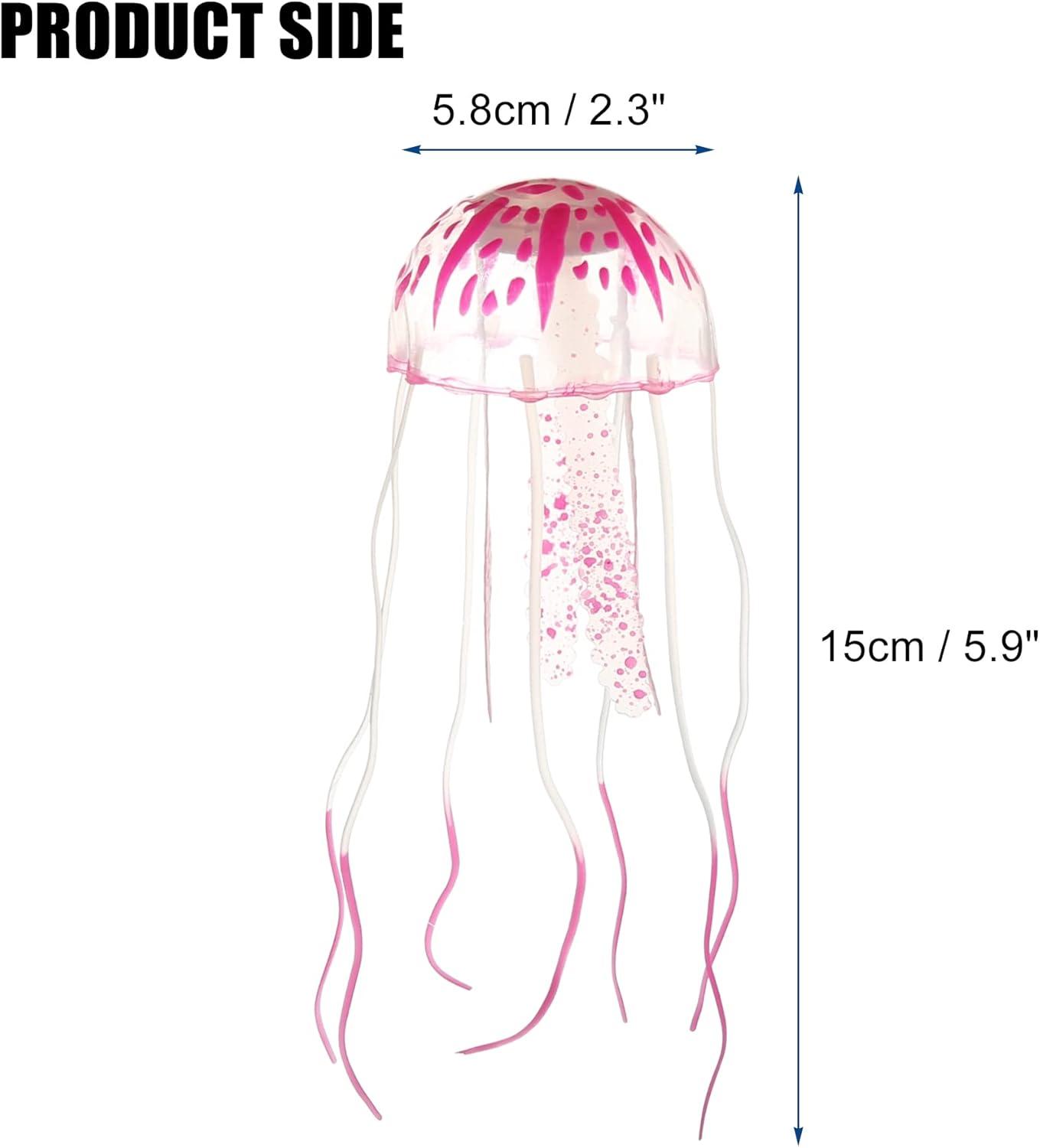 Unique Bargains Aquarium Jellyfish Glow Decoration with Suction Cup 2.3"x5.9" Pink