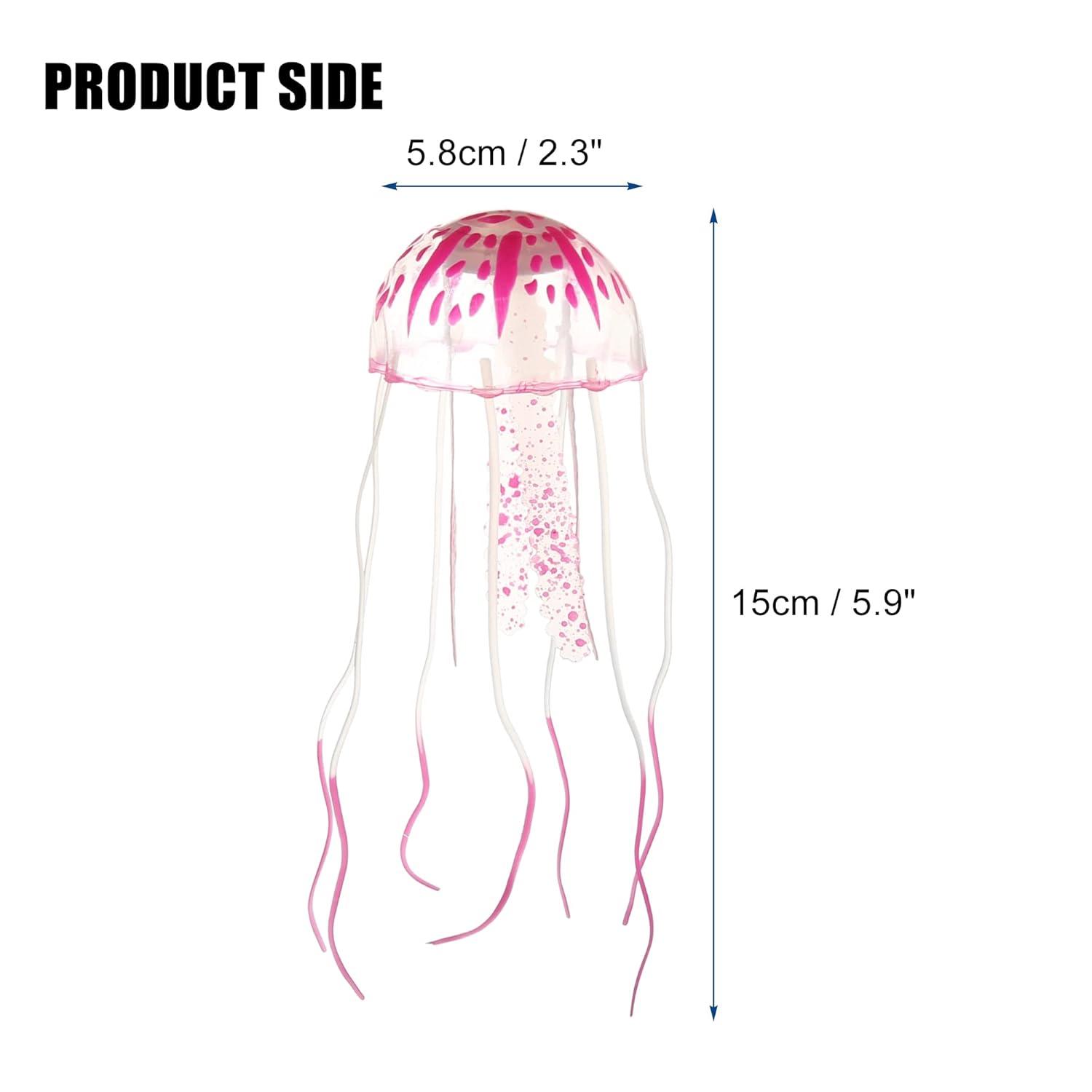 Unique Bargains Aquarium Jellyfish Glow Decoration with Suction Cup 2.3"x5.9" Pink