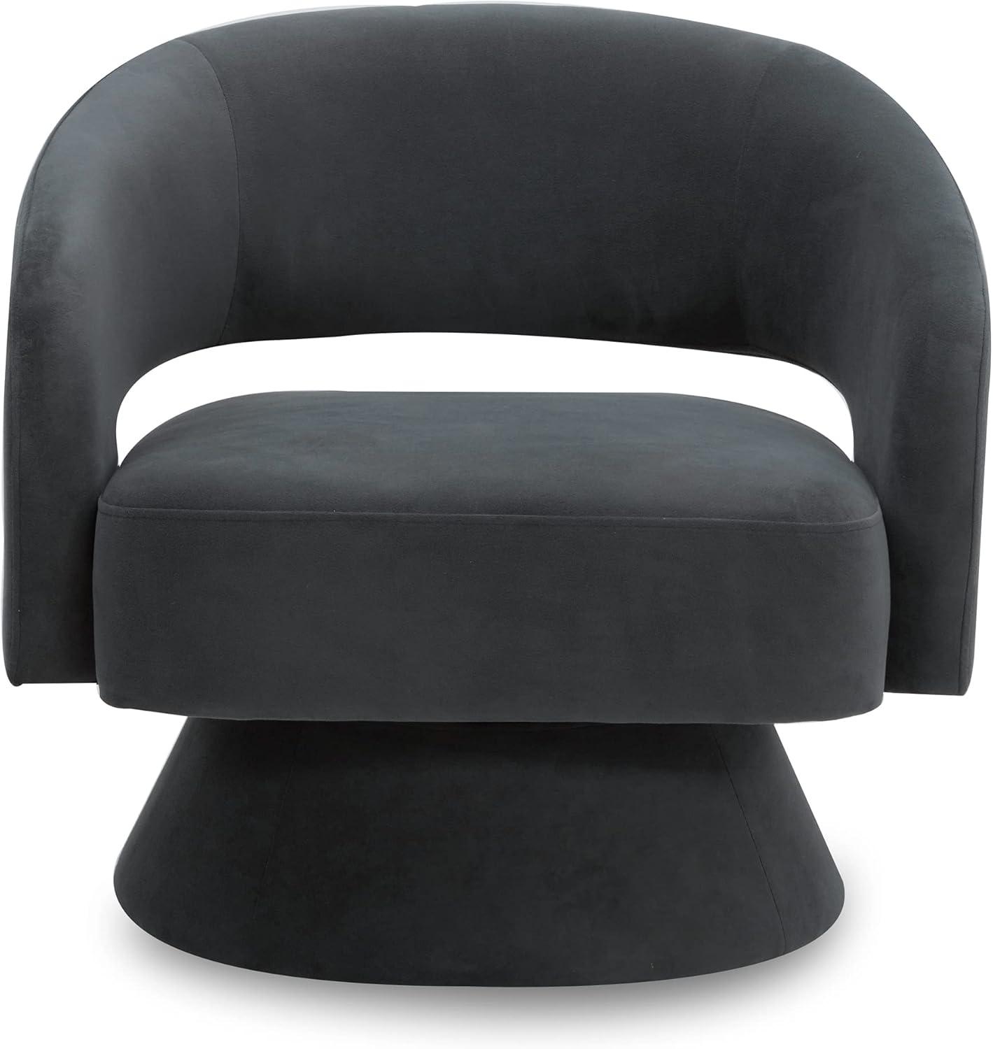 Dark Grey Velvet Geometric Swivel Accent Chair