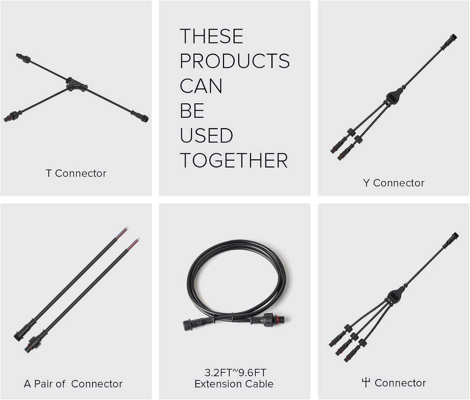 BTF-LIGHTING 3 Pin Electrical Connector 22AWG IP65 Male Female Connector 7.87in/20cm Extension Cable for Car,Truck,Boat,Indoor/Outdoor LED Strip Lights/String 15mm Nut Small Size 5 Pairs