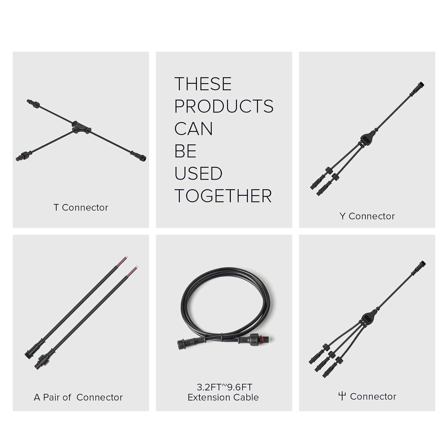 BTF-LIGHTING 3 Pin Electrical Connector 22AWG IP65 Male Female Connector 7.87in/20cm Extension Cable for Car,Truck,Boat,Indoor/Outdoor LED Strip Lights/String 15mm Nut Small Size 5 Pairs