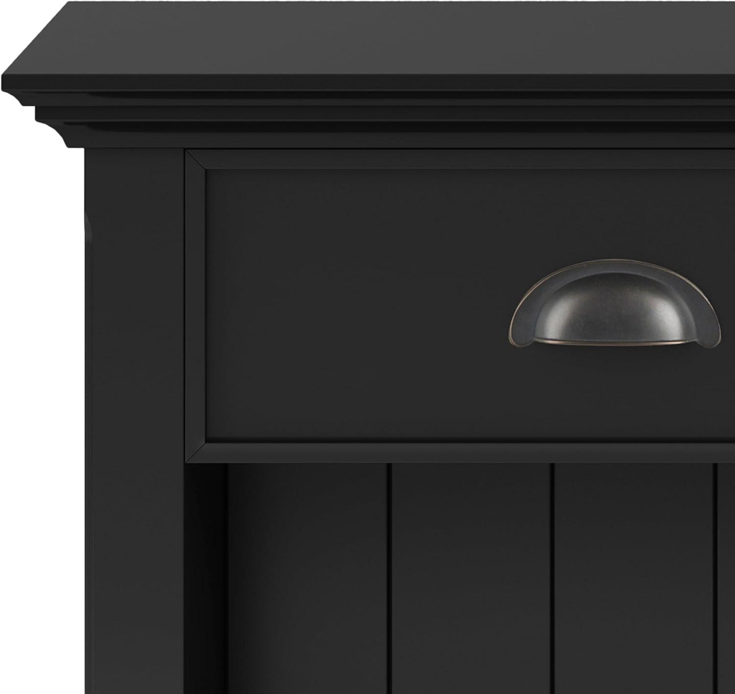 Simpli Home Acadian Solid Wood Bedside Table In Black