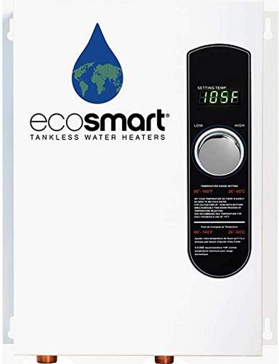 EcoSmart White Electric Tankless Water Heater with Digital Control