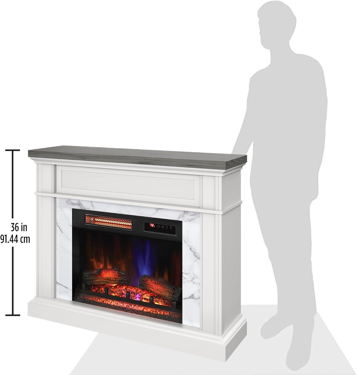 duraflame Wall Mantel Electric Fireplace, Bright White
