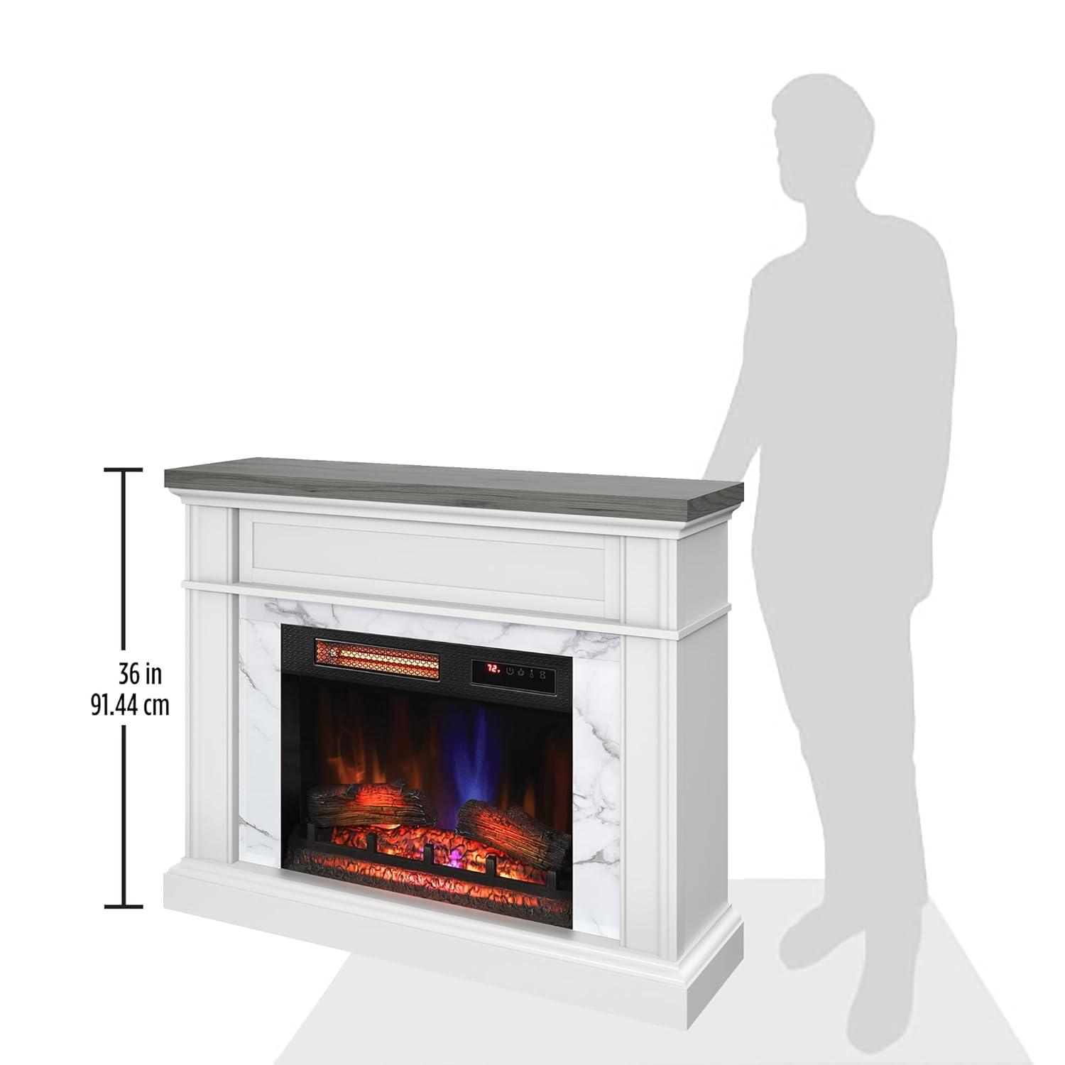 duraflame Wall Mantel Electric Fireplace, Bright White