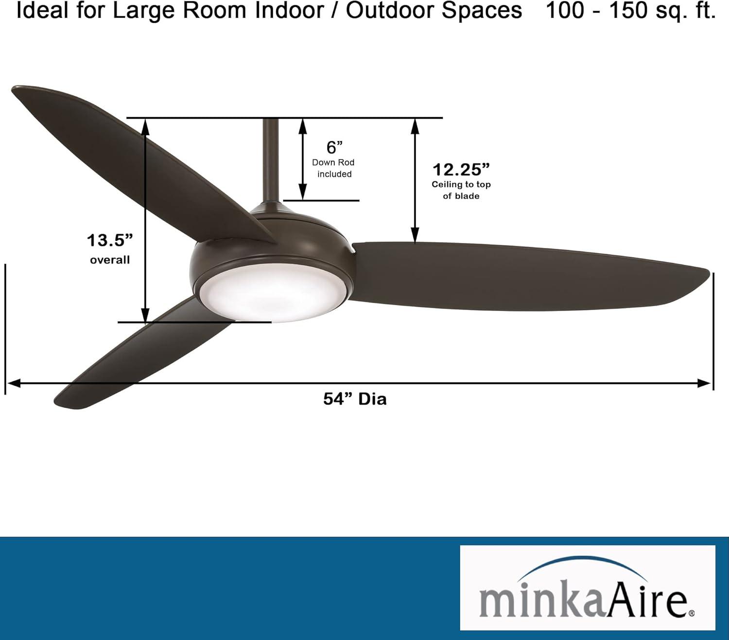 54" Concept IV 3 -Blade LED Smart Standard Ceiling Fan with Remote Control and Light Kit Included