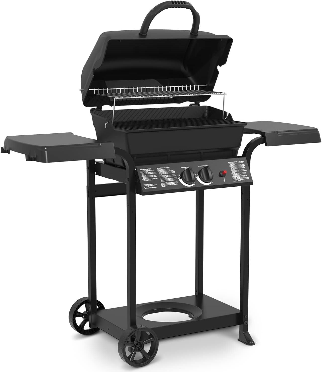 Black 2-Burner Liquid Propane Gas Grill with Steel Frame