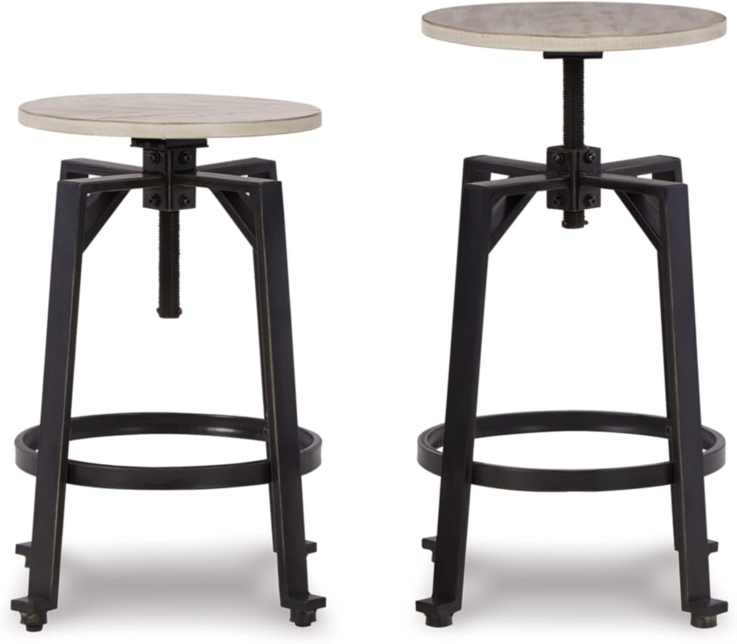 Signature Design by Ashley Furniture Karisslyn Swivel Stool (2/CN), Whitewash/Black