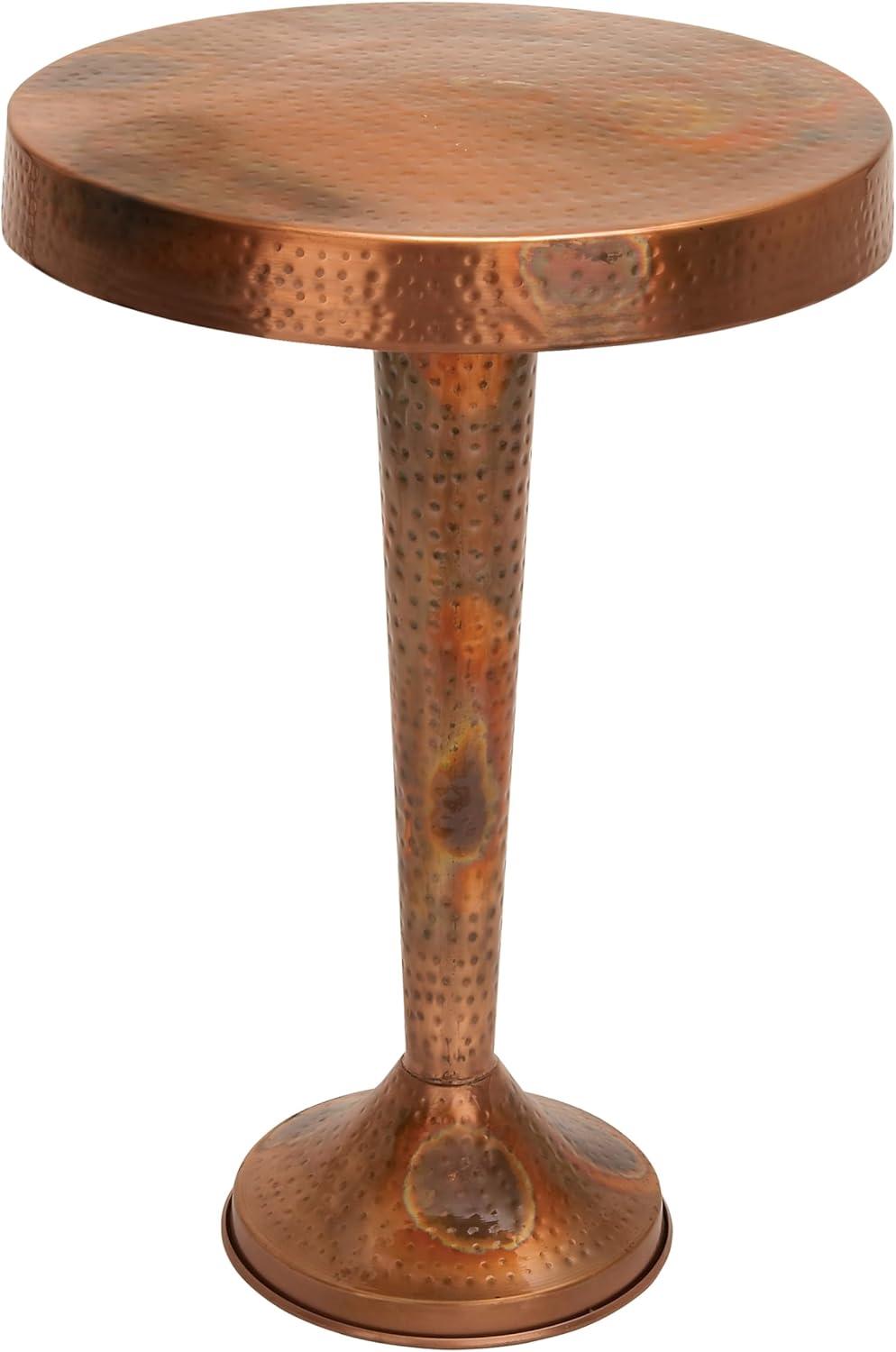 Metal Round Accent Table Tapered Pole Frame Copper - Olivia & May
