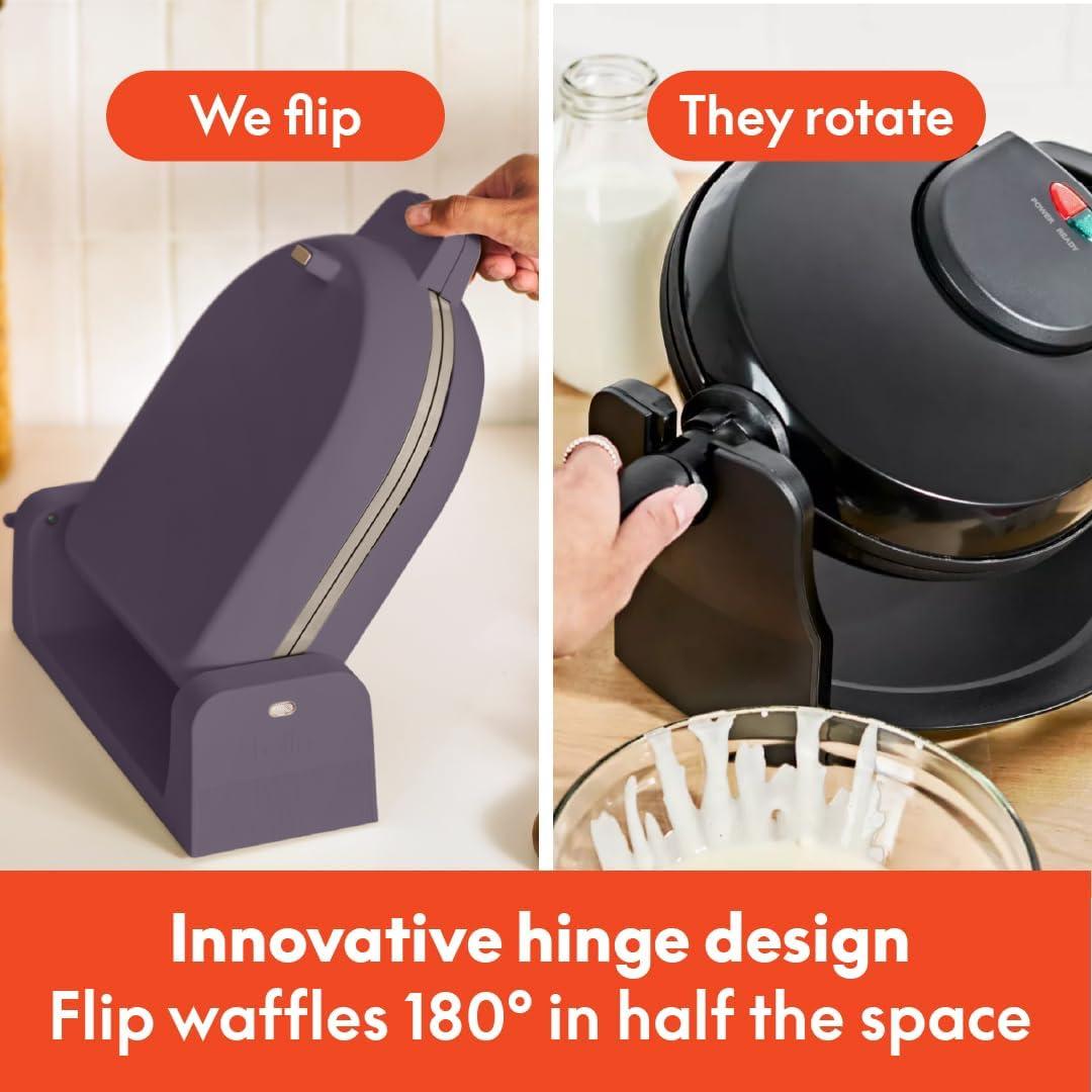 bella Fold & Store Waffle Maker, Fits-anywhere™ kitchenware, Plum
