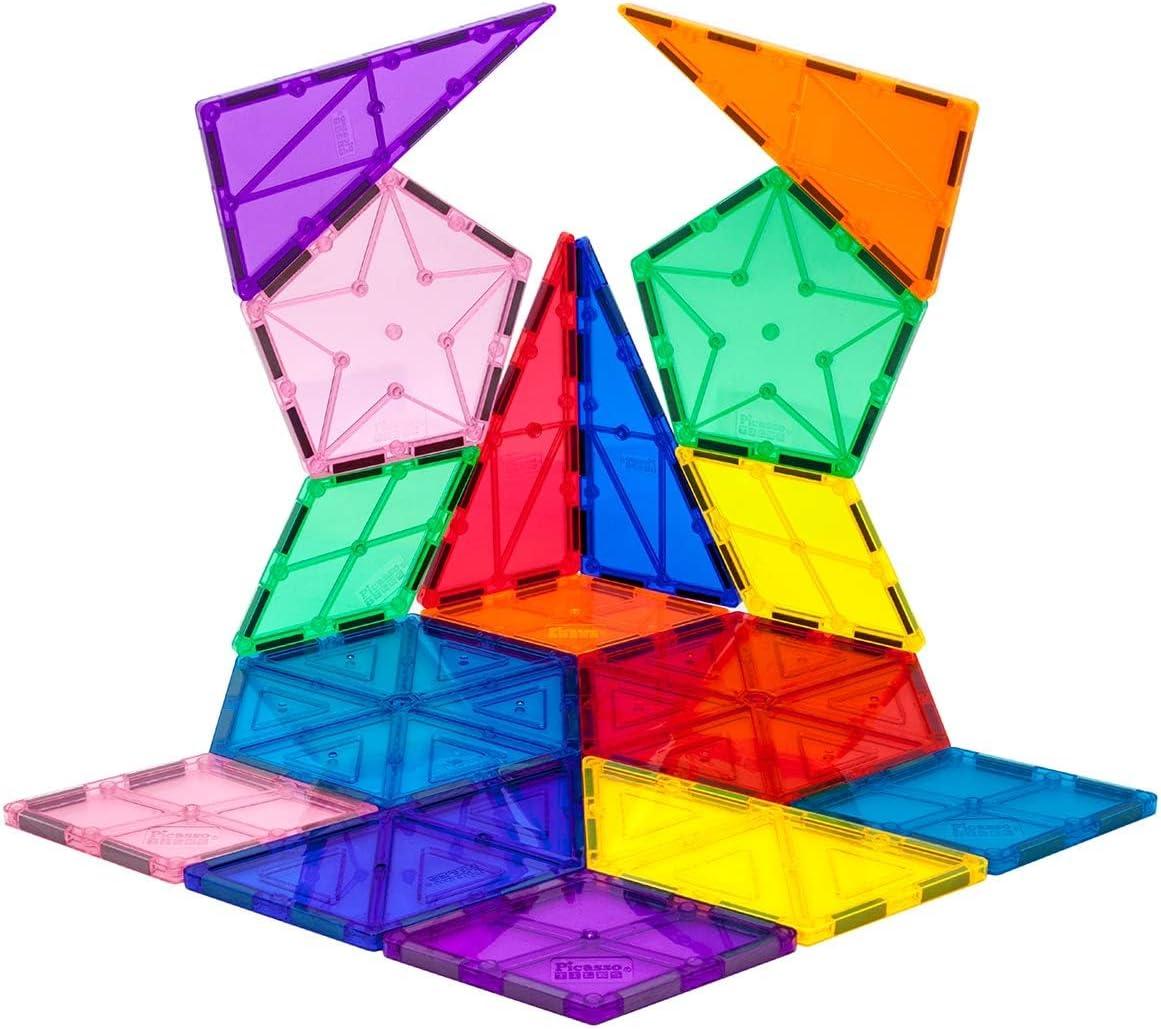 PICASSO-TILES 16 PC Magnetic Tiles, Magnetic Building Blocks for Kids, Magnet for Kids 3+