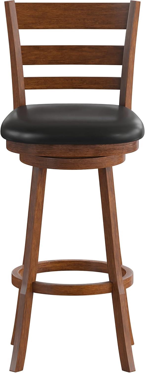 Taylor & Logan Zayne Barstool Espresso: Round Faux Leather, Wood Frame, 300 lbs Capacity