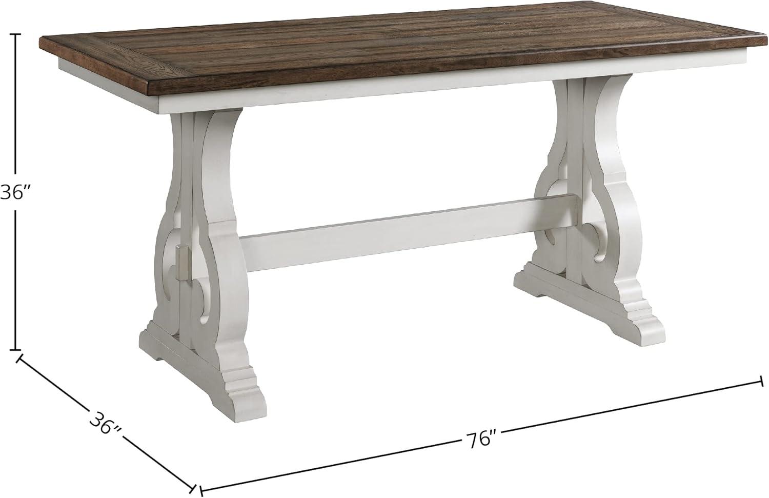 Intercon Table, 36x76 Counter Height in Rustic White & French Oak