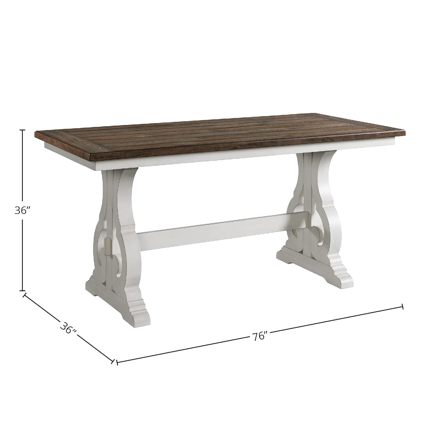 Intercon Table, 36x76 Counter Height in Rustic White & French Oak