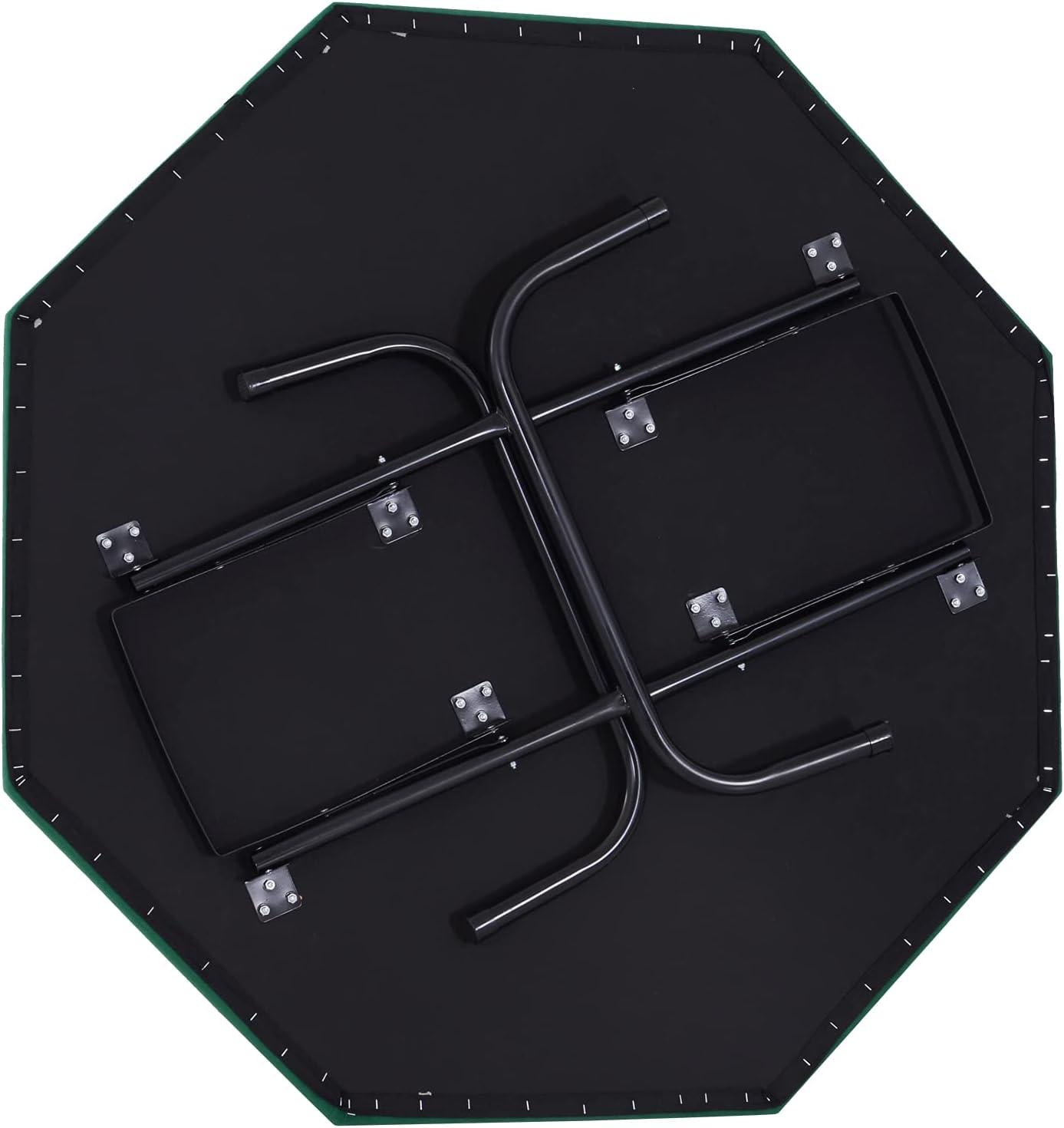 Soozier 47.25" 8 Player Folding Octagon Poker Table for Blackjack Poker Game with Cup Holders, Green
