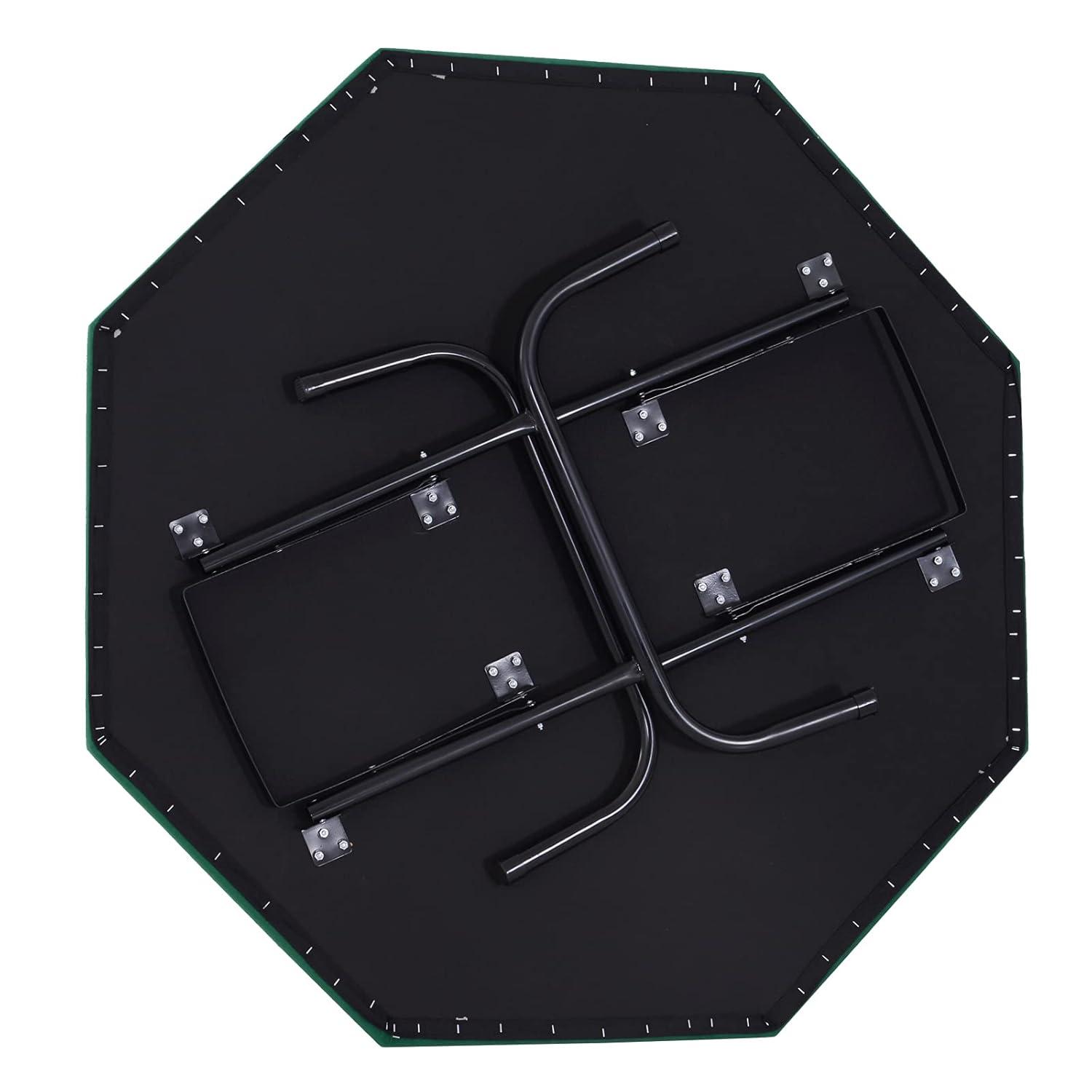 Soozier 47.25" 8 Player Folding Octagon Poker Table for Blackjack Poker Game with Cup Holders, Green
