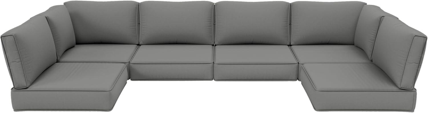 Kimunuk 14 Piece Outdoor Furniture Replacement Cushions, 5" Foam Foam High-Density, Fits 6-Seat Sectional Rattan Conversation Set, Patio Water-Resistant Sofa Cushions, Light Grey