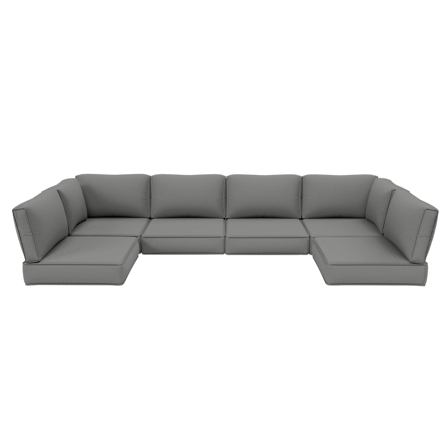 Kimunuk 14 Piece Outdoor Furniture Replacement Cushions, 5" Foam Foam High-Density, Fits 6-Seat Sectional Rattan Conversation Set, Patio Water-Resistant Sofa Cushions, Light Grey